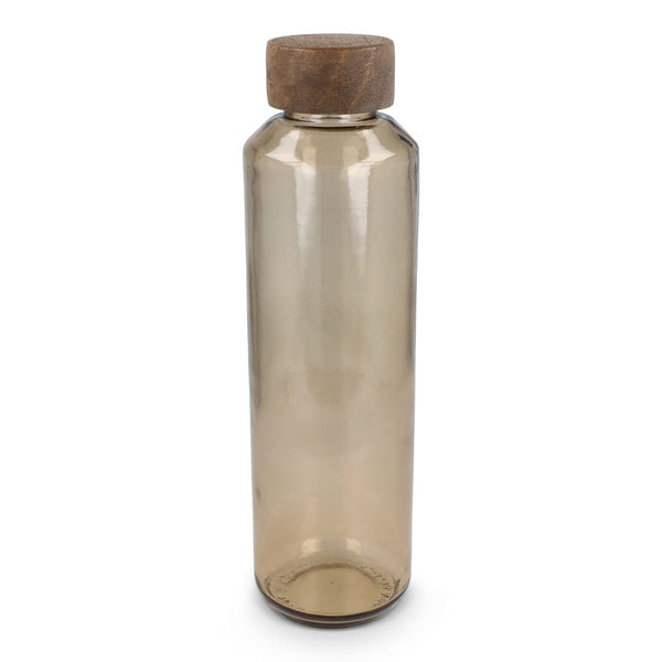 Borraccia in vetro riciclato InSideOut ReuuZ con tappo in legno 650 ml Trasparente / Marrone - personalizzabile con logo