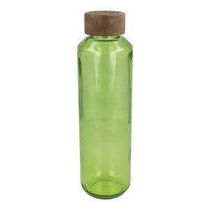 Borraccia in vetro riciclato InSideOut ReuuZ con tappo in legno 650 ml Trasparente / verde - personalizzabile con logo