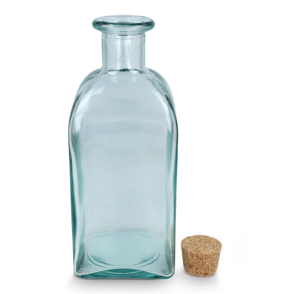 Borraccia in vetro riciclato InSideOut Square ReuuZ con tappo in sughero 1L Trasparente - personalizzabile con logo