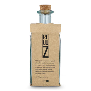 Borraccia in vetro riciclato InSideOut Square ReuuZ con tappo in sughero 1L Trasparente - personalizzabile con logo