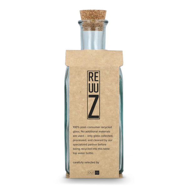 Borraccia in vetro riciclato InSideOut Square ReuuZ con tappo in sughero 500ml Trasparente - personalizzabile con logo