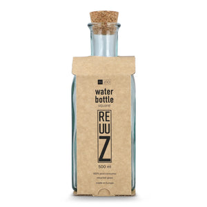 Borraccia in vetro riciclato InSideOut Square ReuuZ con tappo in sughero 500ml Trasparente - personalizzabile con logo