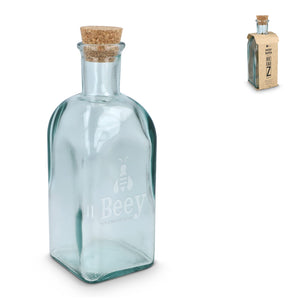 Borraccia in vetro riciclato InSideOut Square ReuuZ con tappo in sughero 500ml Trasparente - personalizzabile con logo