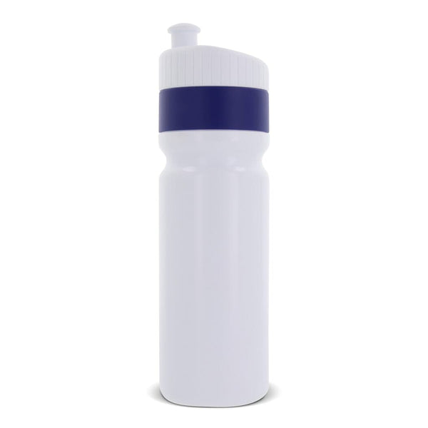 Borraccia sportiva con bordo 750ml Bianco / blu navy - personalizzabile con logo