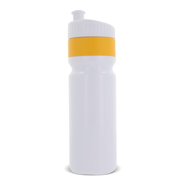 Borraccia sportiva con bordo 750ml Bianco / Giallo - personalizzabile con logo