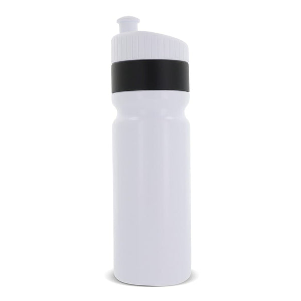 Borraccia sportiva con bordo 750ml Bianco / nero - personalizzabile con logo