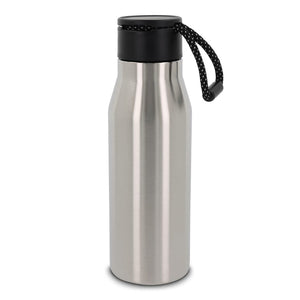 Borraccia termica con corda 600ml color argento - personalizzabile con logo