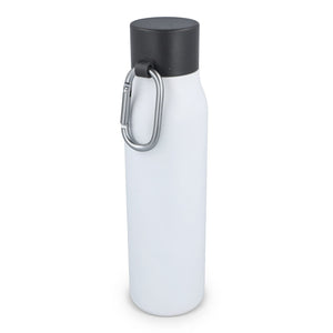 Borraccia termica con moschettone finitura opaca 600 ml Bianco - personalizzabile con logo