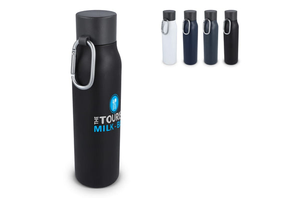 Borraccia termica con moschettone finitura opaca 600 ml - personalizzabile con logo