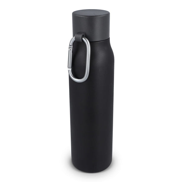 Borraccia termica con moschettone finitura opaca 600 ml Nero - personalizzabile con logo