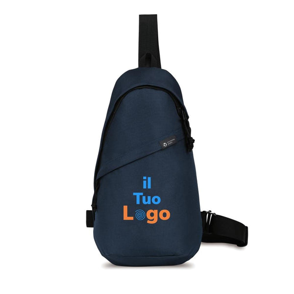 Borsa a tracolla Renew in rPET AWARE™ blu navy - personalizzabile con logo