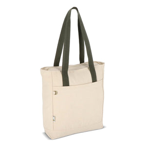 Borsa carrier Canvas InSideOut Reuuz 33 x 42 x 10 cm Ecru / verde calce - personalizzabile con logo
