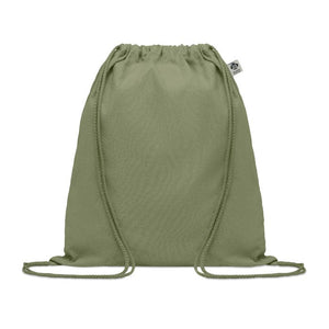 Borsa con coulisse in cotone verde - personalizzabile con logo