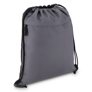 Borsa con coulisse in R-PET 600D rivestita in PU, 33 x 42 cm Grigio - personalizzabile con logo