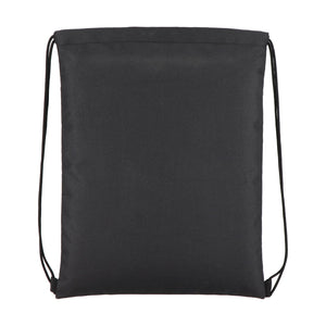 Borsa con coulisse in R-PET 600D rivestita in PU, 33 x 42 cm - personalizzabile con logo