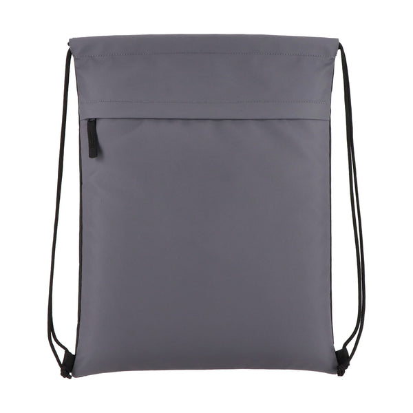 Borsa con coulisse in R-PET 600D rivestita in PU, 33 x 42 cm - personalizzabile con logo