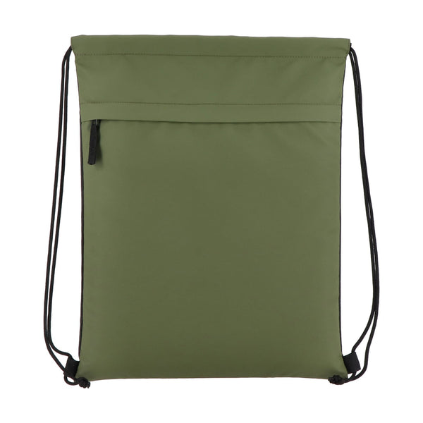 Borsa con coulisse in R-PET 600D rivestita in PU, 33 x 42 cm - personalizzabile con logo