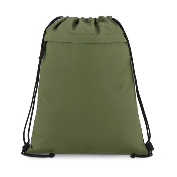 Borsa con coulisse in R-PET 600D rivestita in PU, 33 x 42 cm - personalizzabile con logo