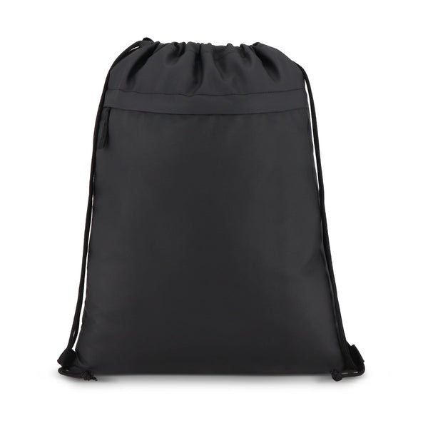 Borsa con coulisse in R-PET 600D rivestita in PU, 33 x 42 cm - personalizzabile con logo