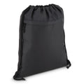 Borsa con coulisse in R-PET 600D rivestita in PU, 33 x 42 cm Nero - personalizzabile con logo