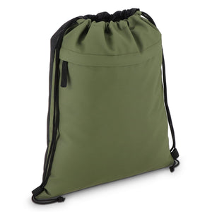 Borsa con coulisse in R-PET 600D rivestita in PU, 33 x 42 cm verde calce - personalizzabile con logo