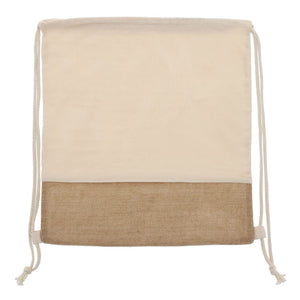 Borsa con coulisse Juta con corde di cotone beige - personalizzabile con logo