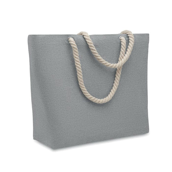 Borsa da spiaggia con manico in cotone Grigio - personalizzabile con logo