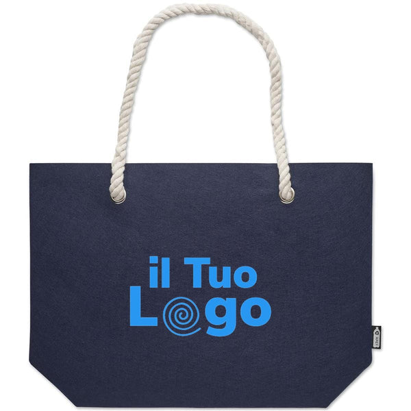 Borsa da spiaggia in feltro RPET Blu - personalizzabile con logo