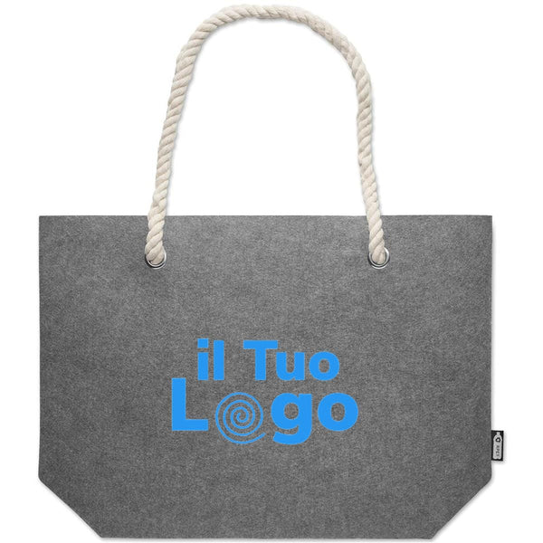 Borsa da spiaggia in feltro RPET Grigio - personalizzabile con logo