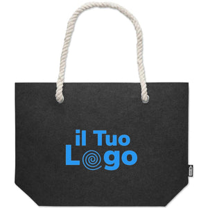 Borsa da spiaggia in feltro RPET grigio scuro - personalizzabile con logo