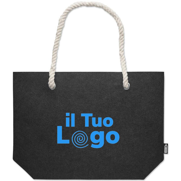 Borsa da spiaggia in feltro RPET grigio scuro - personalizzabile con logo