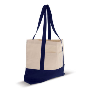 Borsa da spiaggia tela di cotone OEKO-TEX® 280g/m² blu navy - personalizzabile con logo