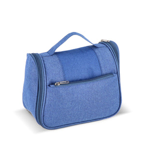Borsa da toilette da viaggio Kora in rPET 300D Blu - personalizzabile con logo