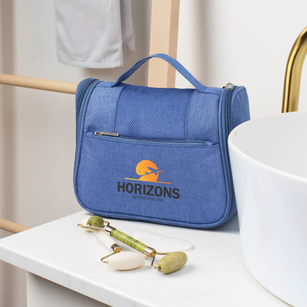 Borsa da toilette da viaggio Kora in rPET 300D - personalizzabile con logo