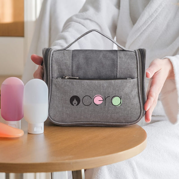 Borsa da toilette da viaggio Kora in rPET 300D - personalizzabile con logo