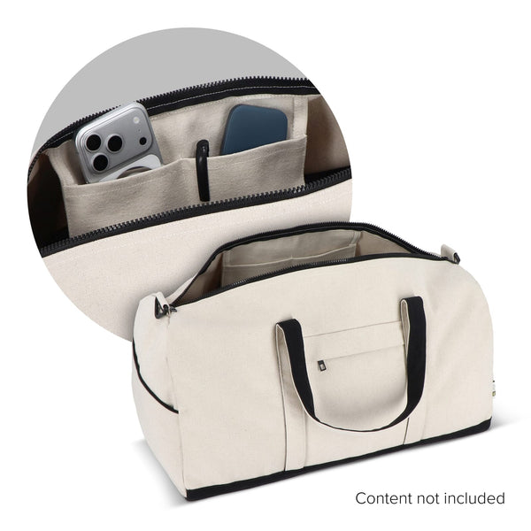 Borsa da viaggio/sport InSideOut Reuuz Canvas 28 x 56 x 28 cm Beige / Nero - personalizzabile con logo