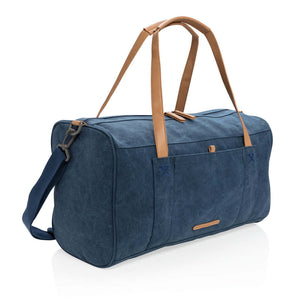 Borsa da viaggio/weekend in canvas senza PVC blu - personalizzabile con logo