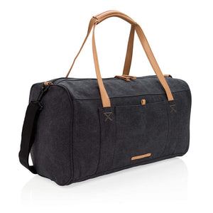 Borsa da viaggio/weekend in canvas senza PVC nero - personalizzabile con logo