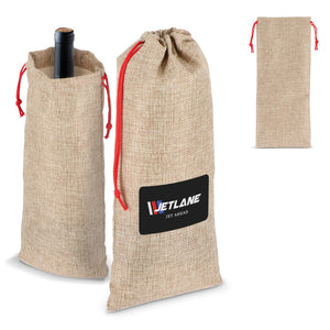 Borsa da vino in juta 14x34cm natural - personalizzabile con logo