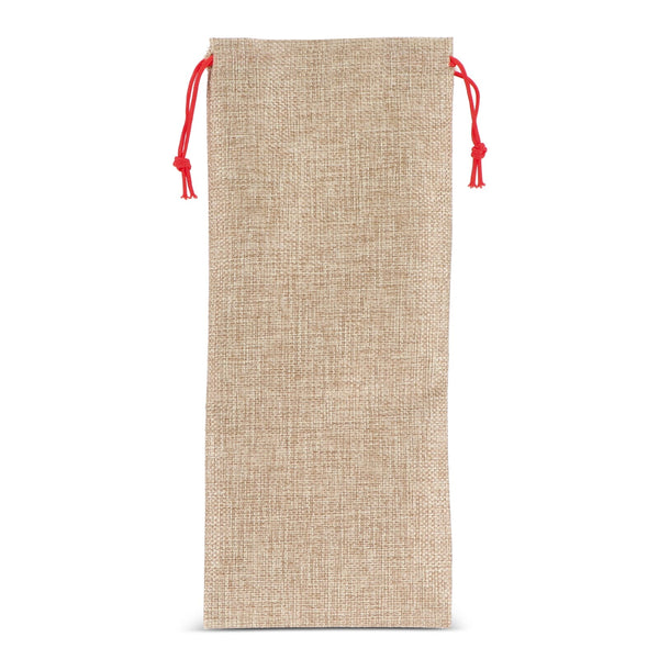 Borsa da vino in juta 14x34cm natural - personalizzabile con logo