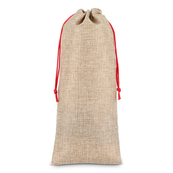 Borsa da vino in juta 14x34cm natural - personalizzabile con logo