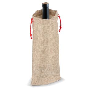 Borsa da vino in juta 14x34cm natural - personalizzabile con logo