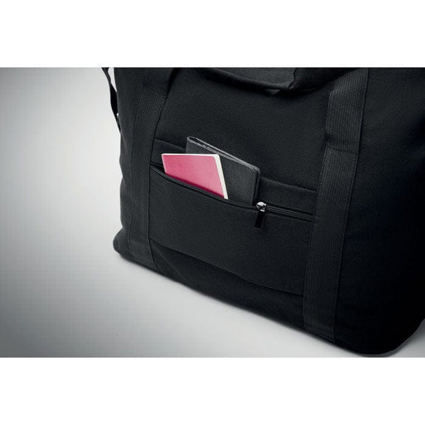 Borsa da weekend cotone riciclato Nero - personalizzabile con logo