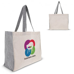 Borsa della spesa Cotone riciclato OEKO-TEX® 140g/m² a soffietto Grigio - personalizzabile con logo