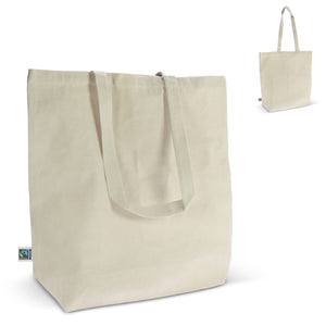 Borsa Fairtrade natural 270g soffietto beige - personalizzabile con logo