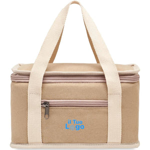 Borsa frigo 6 lattine in tela beige - personalizzabile con logo