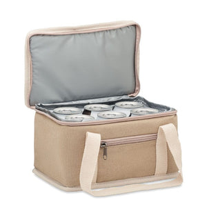 Borsa frigo 6 lattine in tela beige - personalizzabile con logo