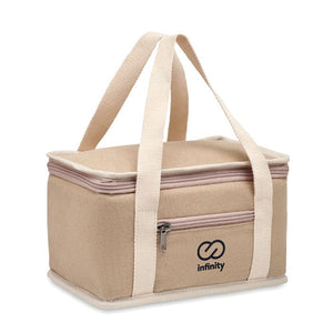 Borsa frigo 6 lattine in tela beige - personalizzabile con logo