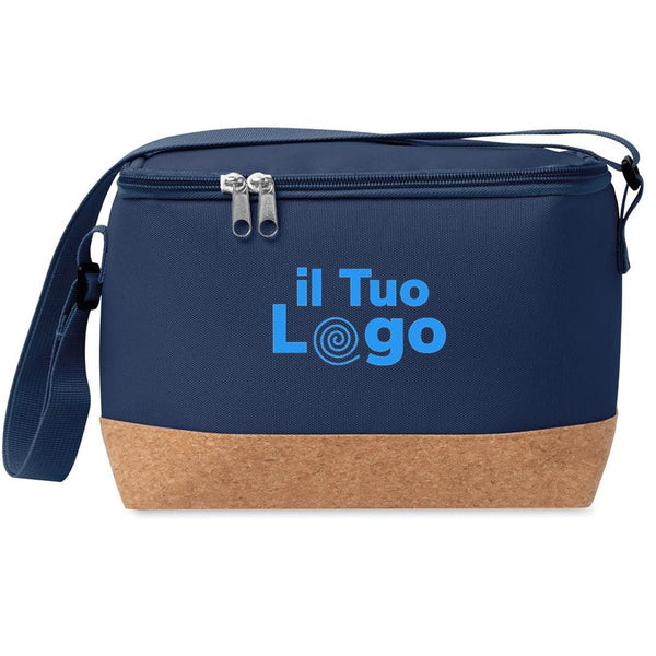 Borsa frigo 600D RPET e sughero blu navy - personalizzabile con logo
