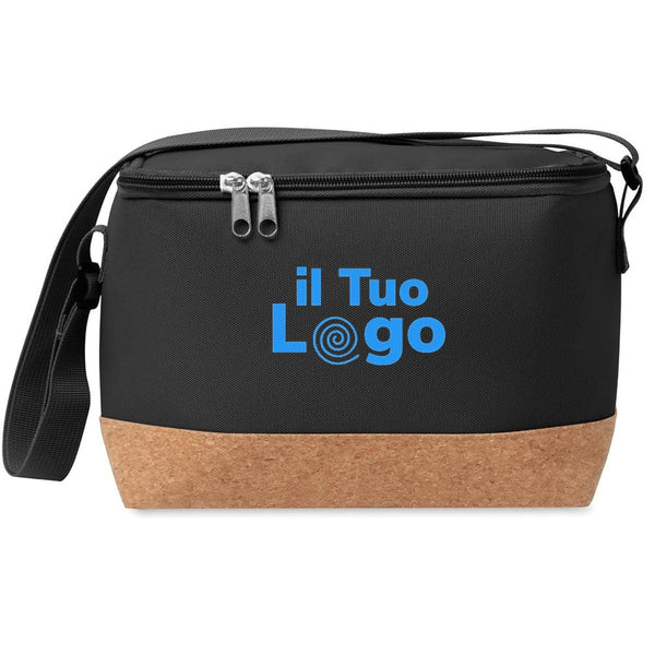 Borsa frigo 600D RPET e sughero Nero - personalizzabile con logo